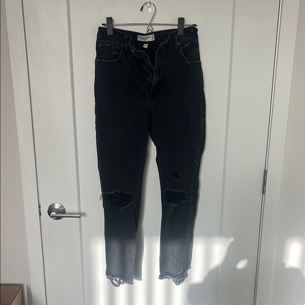 Abercrombie and Fitch, Stylish Black Distressed Women Jeans
